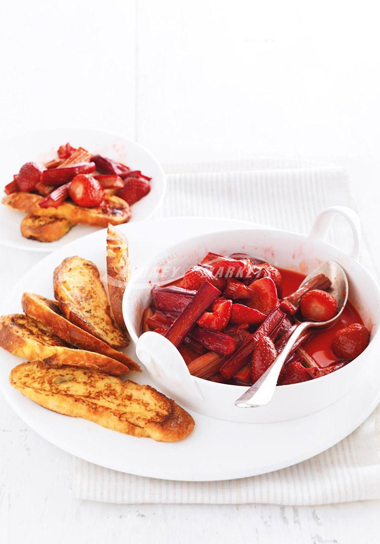 Strawberries & rhubarb with French toast