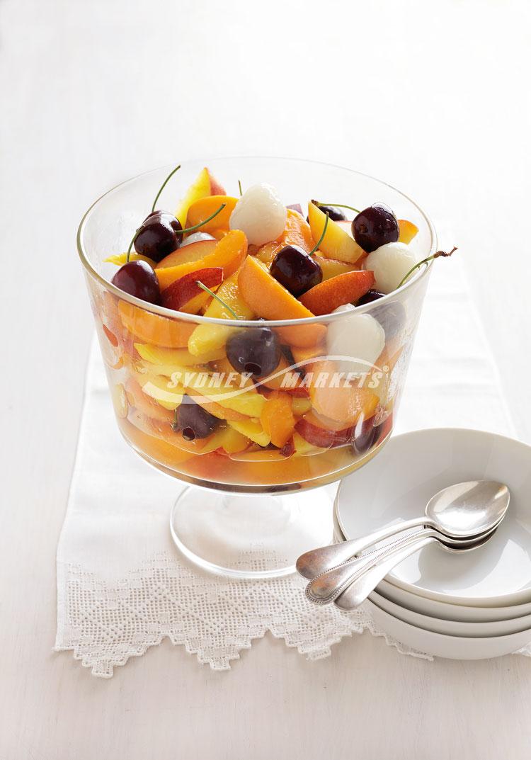 Summer fruits in ginger & lime syrup