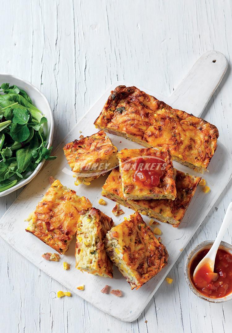 Sweetcorn, ham & cheese impossible pie
