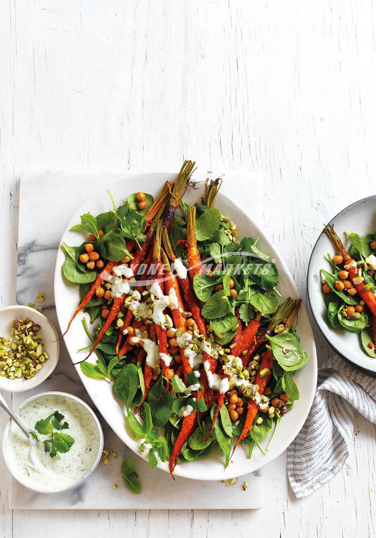 Tandoori-roasted carrot & chickpea salad