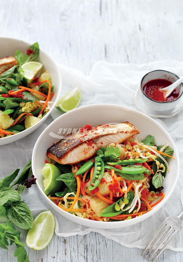 Thai vegetable, pomelo & salmon salad