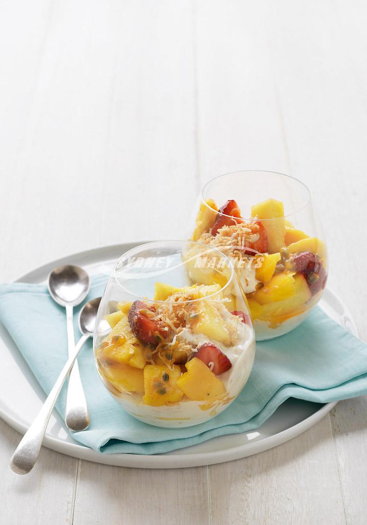 Tropical fruit salad with coconut yoghurt
