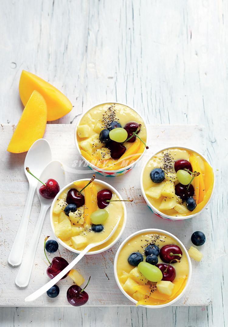 Tropical fruit smoothie bowls