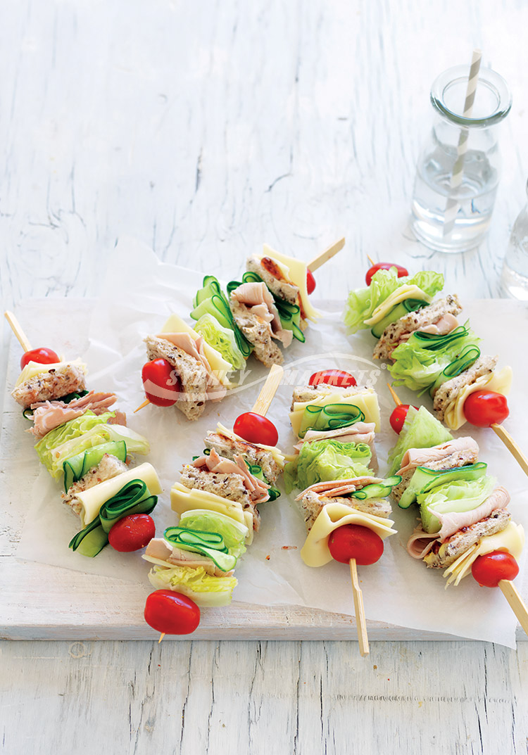 Sydney Markets Lettuce, cucumber & turkey skewer sandwiches