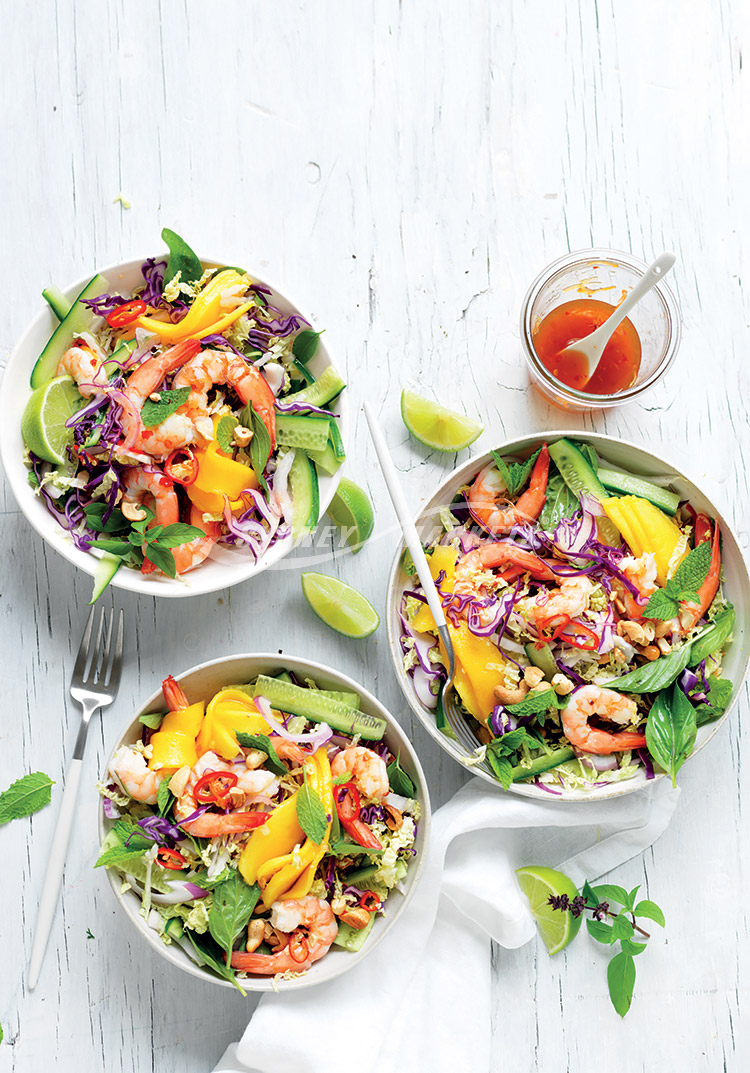 Mango, cucumber & herb prawn salad - Sydney Markets