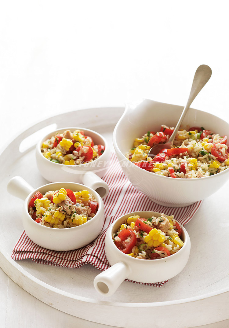 Sweet corn, tomato & tuna brown rice salad - Sydney Markets